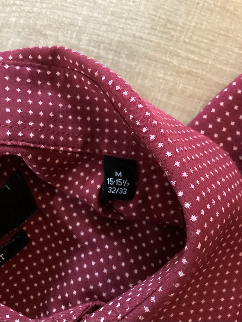 Jones New York Men's Wine Red Microdot Dress Shirt - Picture 4 of 4